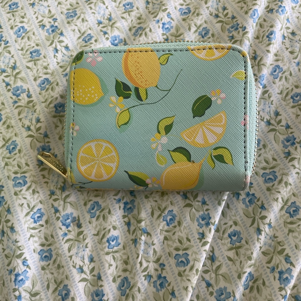 Trina Turk Lemon Print Tote bag and wallet- Blue and Yellow - Picture 14 of 16